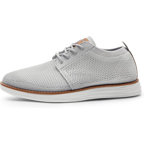 ⚡Men Grey Knit Flex Breeze Mesh Oxfords Lace-Up Lightweight Walking Sneaker - Picture 3 of 10